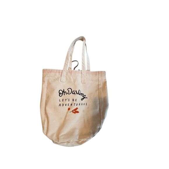 Oh Darling "Lets Be Adventurous" Embroidered Canvas Tote Bag  Eco-Friendly & Sty - Picture 1 of 9